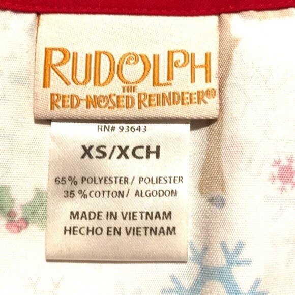 Rudolph The Red-Nosed Reindeer Womens XS V-Neck Holiday Scrub Top Snowflake & Be - Picture 2 of 6